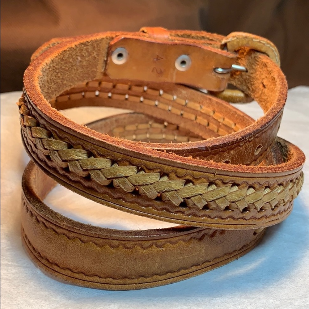 Handcrafted Woven Narrow Leather Belt View 4